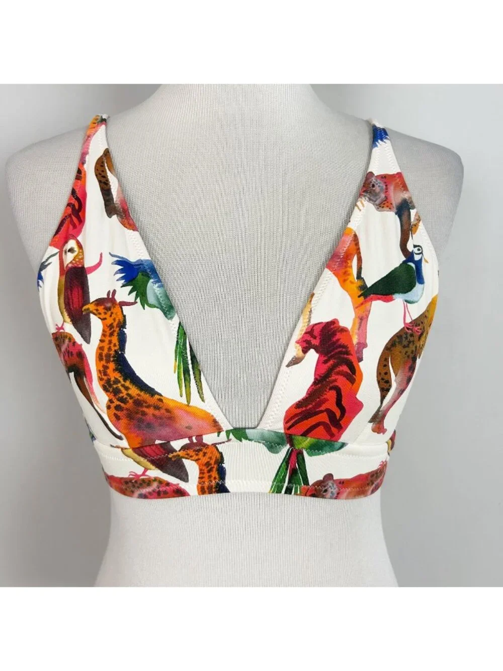 J.Crew Colorful Jungle Animal Print Bikini Swim Suit Top Size Medium Women's